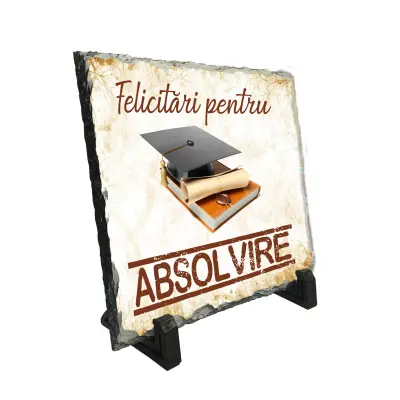 Felicitari pentru absolvire piatra ardezie personalizata, cu mesaj model, pa056